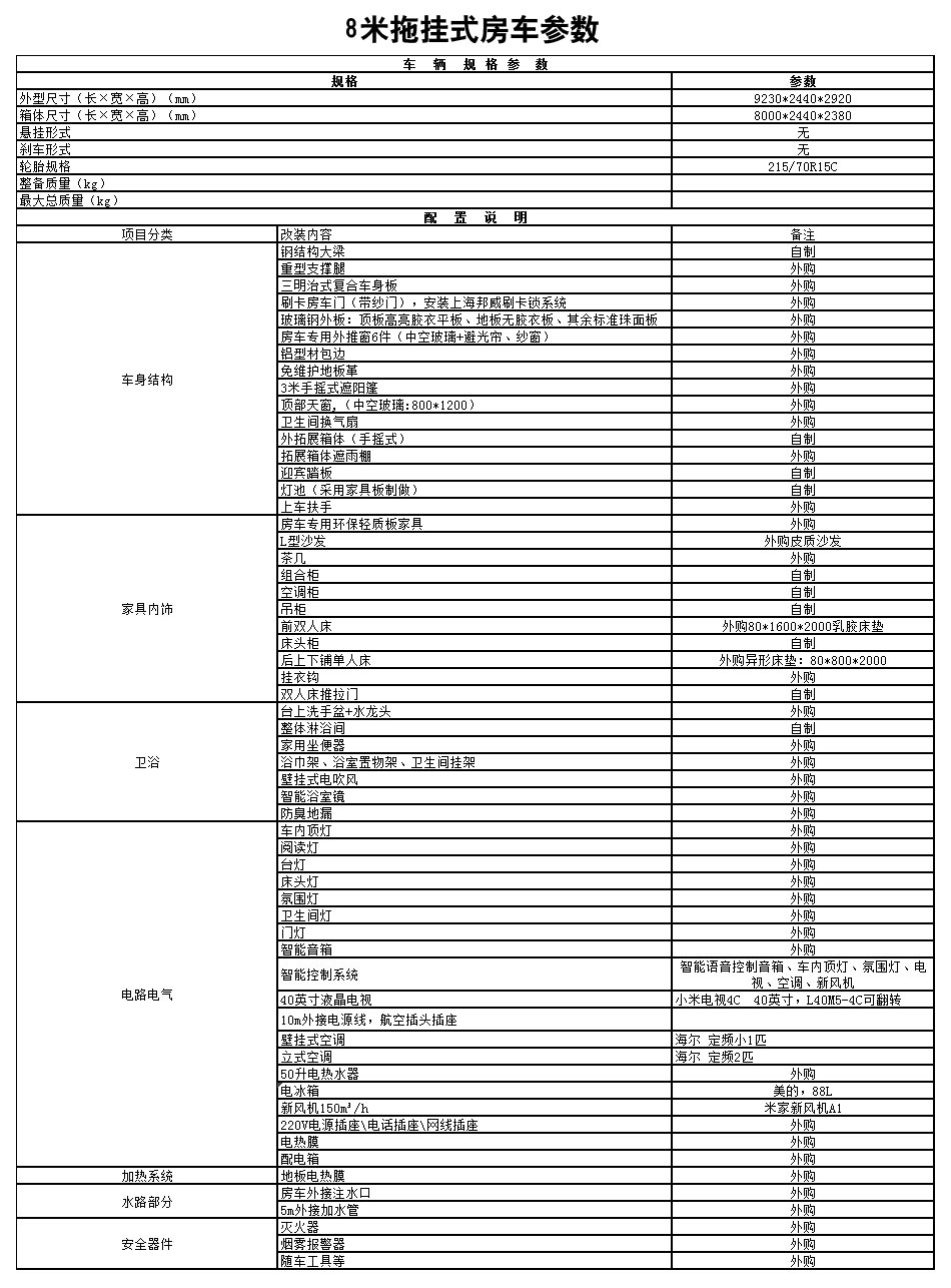 安旭牌8米营地拖挂房車(chē)(图1)